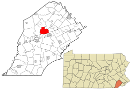 Location in Chester County and of Chester County in Pennsylvania