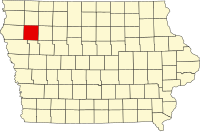 Map of Ajova highlighting Cherokee County