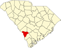 Map of South Carolina highlighting Allendale County