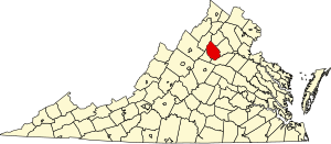 Map of Virginia highlighting Madison County