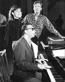 Bob Merrill rehearsing for Breakfast at Tiffany's (musical) with Mary Tyler Moore and Richard Chamberlain (1966)