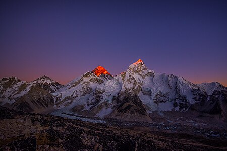 Mount Everest during sunset