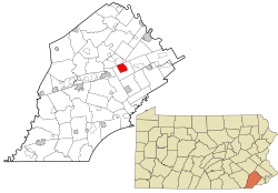 Location in Chester County and the state of Pennsylvania.