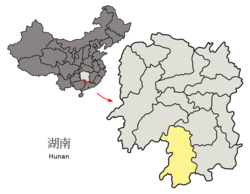 Yongzhoun sijainti Kiinan Hunanin maakunnassa