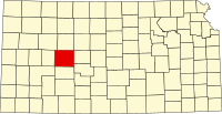 Locatie van Ness County in Kansas