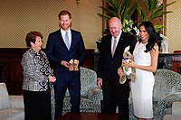 The Governor-General, His Excellency General the Honourable Sir Peter Cosgrove, and Lady Cosgrove, welcomed TRH The Duke and Duchess of Sussex as they officially commenced their visit to Australia. (16 October 2018)