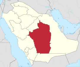 موقع منطقة الرياض بالنسبة للسعودية