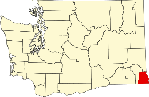 Map of Washington highlighting Asotin County