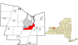 Location in Monroe County and the state of New York.