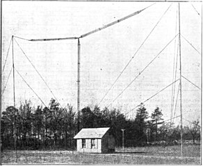 'T' antenna of amateur radio station, 80 ft high, used at 1.5 MHz.