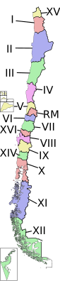 15 regiones admenistratibas de l Chile.
