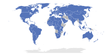 Map of the world showing signatory states of the Berne Convention