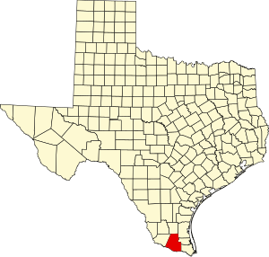 Map of Texas highlighting Hidalgo County