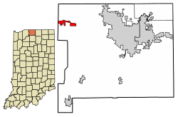 Location of New Carlisle in St. Joseph County, Indiana.