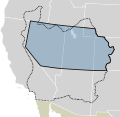 Image 17The boundaries of the provisional State of Deseret—as proposed in 1849—are shown with a dotted line. The Utah Territory as organized in 1850, is shown in blue with black outline. (from History of Utah)