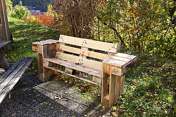 Wooden pallets reused to make a bench