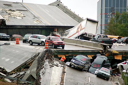 I-35W Mississippi River bridge after collapse, by Kevin Rofidal (edited by Papa Lima Whiskey)
