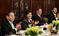 Image 6President Park Geun-hye with chaebol business magnates Lee Kun-hee and Chung Mong-koo, May 2013 (from History of South Korea)