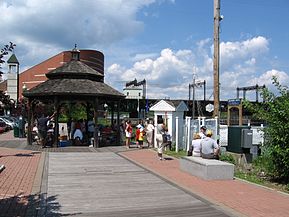 Waiting area for harbor tours, riverside, South Norwalk