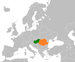 Map indicating locations of Ungaria and Romania