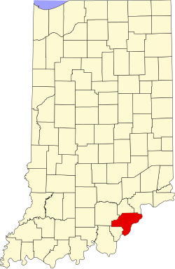 map of Indiana highlighting Clark County