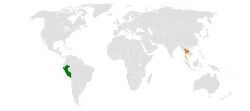 Map indicating locations of Peru and Thailand