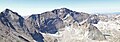 Northeast aspect of Chiefs Head seen from The Keyhole on Longs Peak. Pagoda Mountain to left. The Spearhead in lower right.