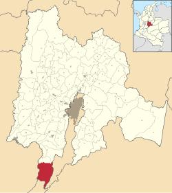 Location of the municipality and town inside Cundinamarca Department of Colombia