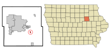 Black Hawk County Iowa Incorporated and Unincorporated areas Gilbertville Highlighted.svg