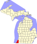 Harta statului Michigan indicând comitatul Berrien