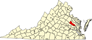 Map of Virginia highlighting King William County