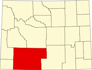 Map of Wyoming highlighting Sweetwater County