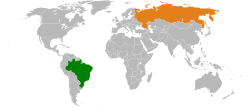 Map indicating locations of Brazil and Russia