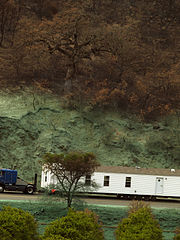 A mobile home is being moved, California.