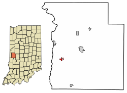 Location of Mecca in Parke County, Indiana.