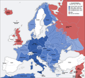 German and other Axis conquests (in blue) in Europe, during World War II