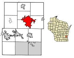 Location of West Bend in Washington County, Wisconsin.