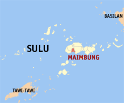 Mapa ng Sulu na nagpapakita sa lokasyon ng Maimbung.