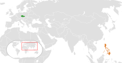 Map indicating locations of Czech Republic and Philippines