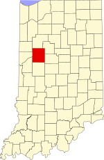 Map of Indiana highlighting Tippecanoe County