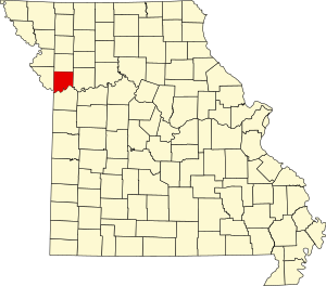 Map of Missouri highlighting Clay County