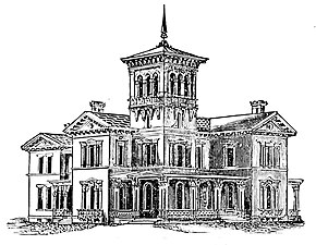 Design (1869) pour une villa à l'italienne par l'architecte L. B. Young. (Cincinnati, Ohio)