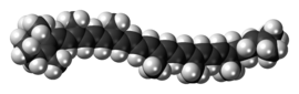 Space-filling model of the γ-carotene molecule