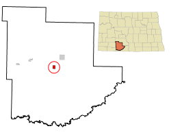 Location within Grant County and North Dakota