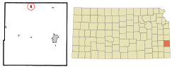 Location within Bourbon County and Kansas