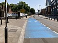 Looking down the route adjacent to Cowbridge Road East, towards the city centre.