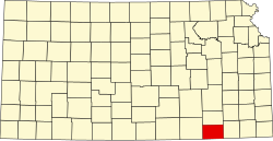 map of Kansas highlighting Chautauqua County