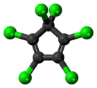 Ball-and-stick model of hexachlorocyclopentadiene