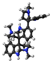 Ball-and-stick model of the hodgkinsine molecule