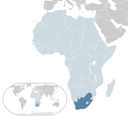 Location of  South Africa  (dark blue) in the African Union  (light blue)